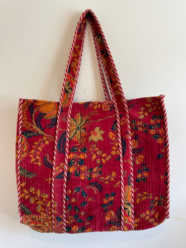 velvet quilted tote bags