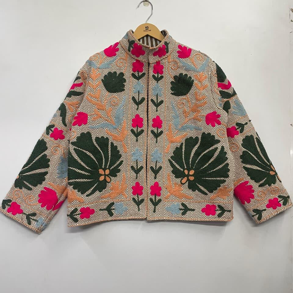 Handloom fabric Bohemian Suzani Embroidery Jacket
