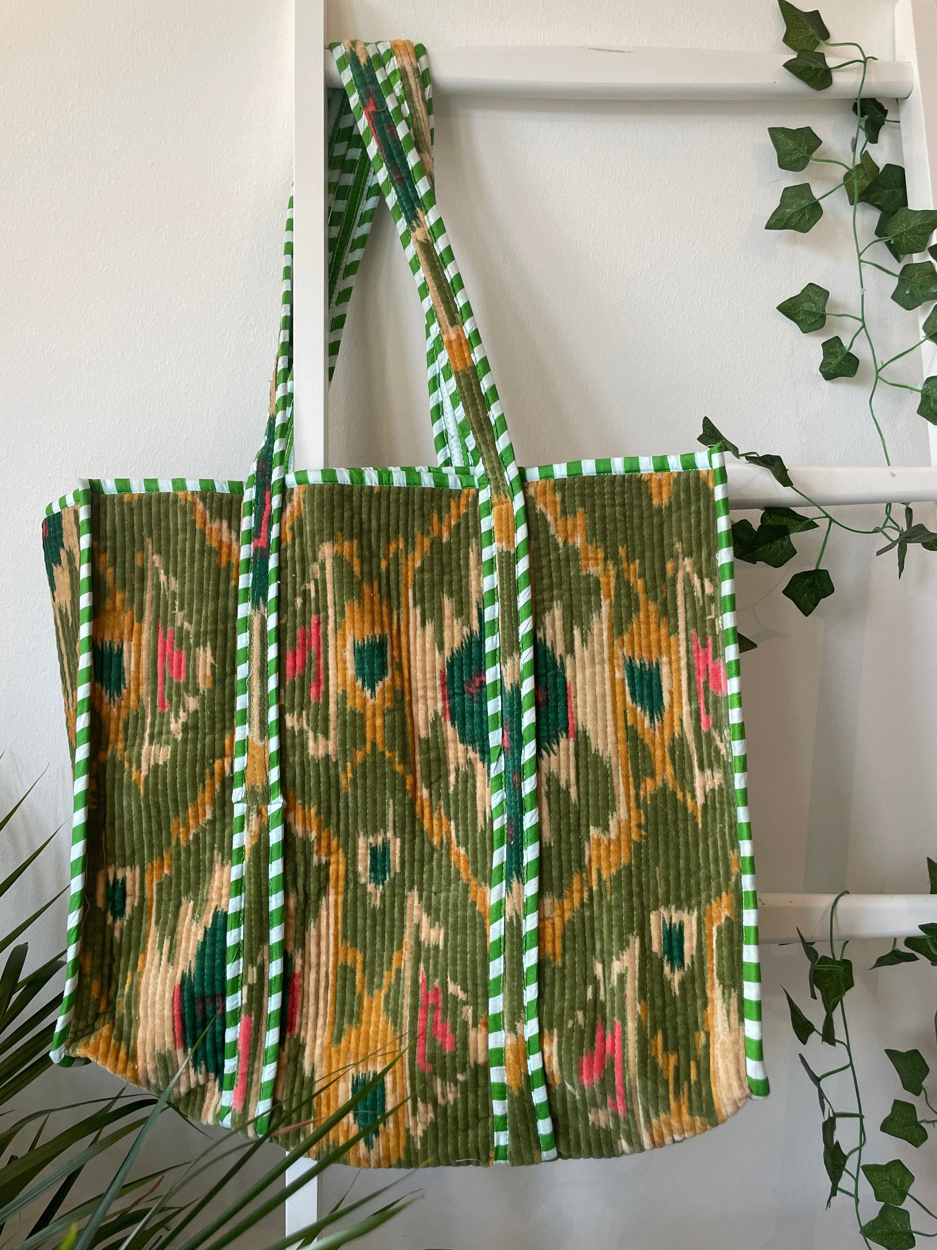 Quilted Velvet Reversible Extra Large Tote Bag