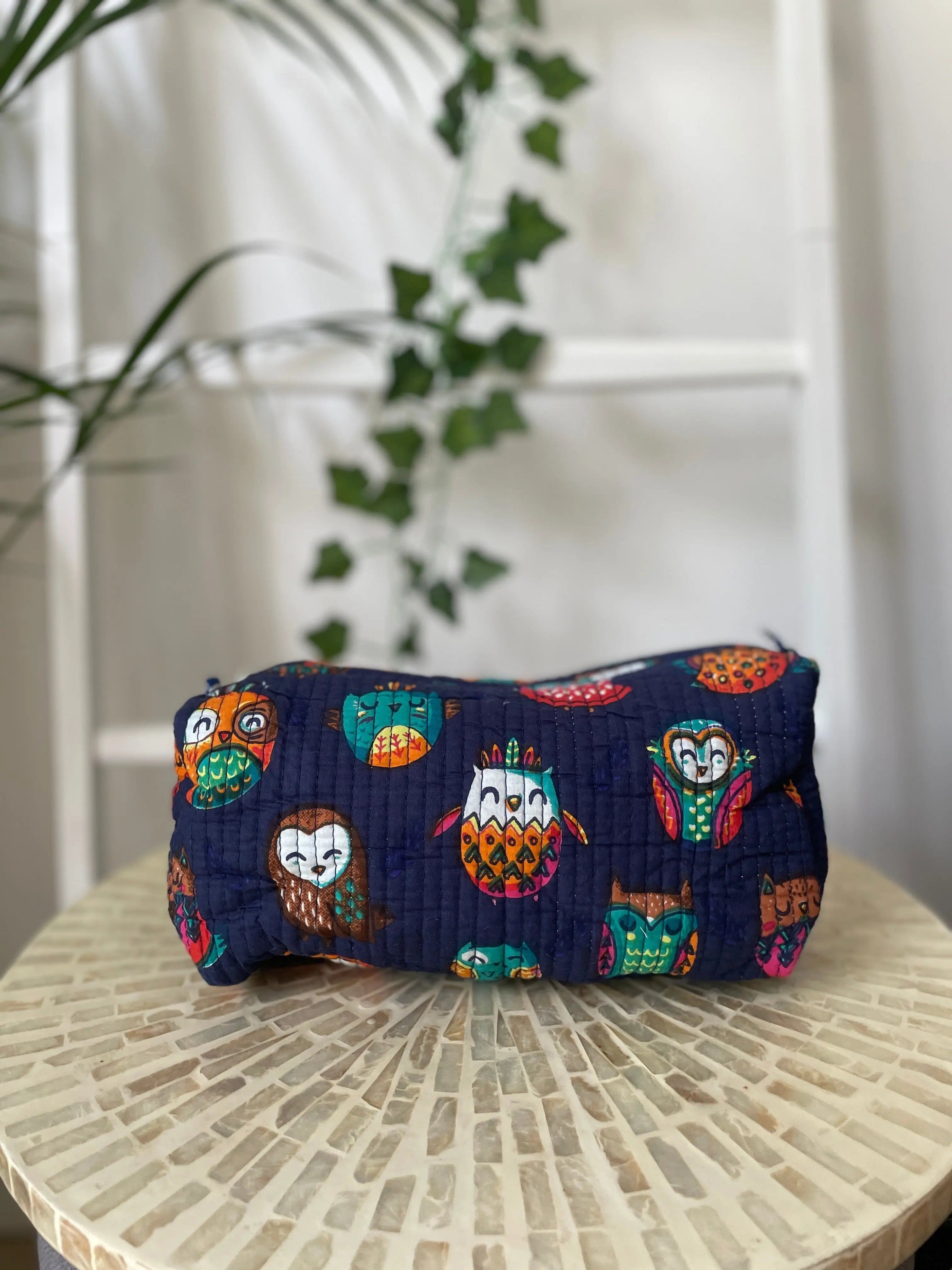 Cute Owl Cotton Quilted Wash Bags – Eco Travel Set