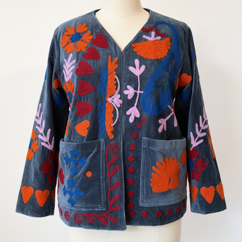 Bohemian Velvet Suzani Embroidery jacket
