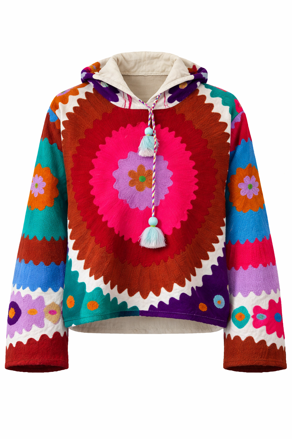 Colourful Suzani Embroidered Hoodie