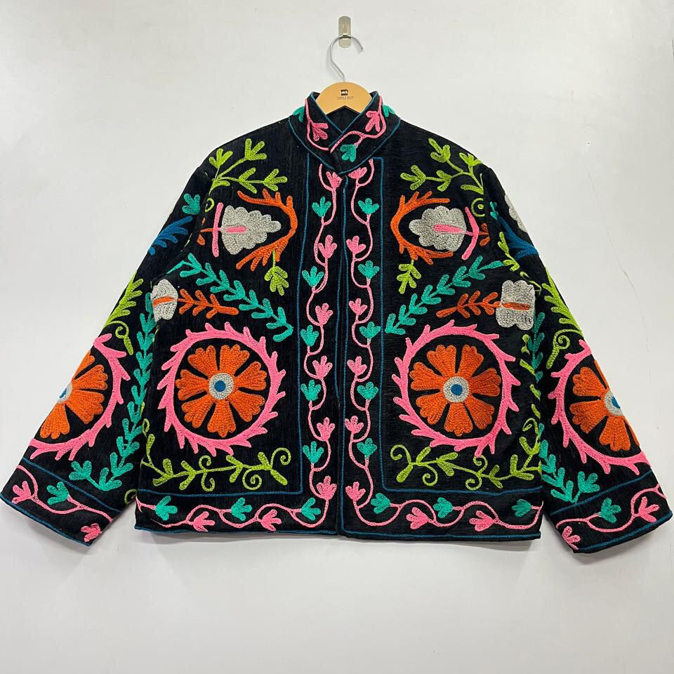 Cotton Floral Suzani Embroidery Jacket