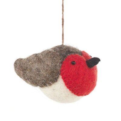 Handmade Rosie Robin Needle Felt Hanging Christmas Tree Decoration