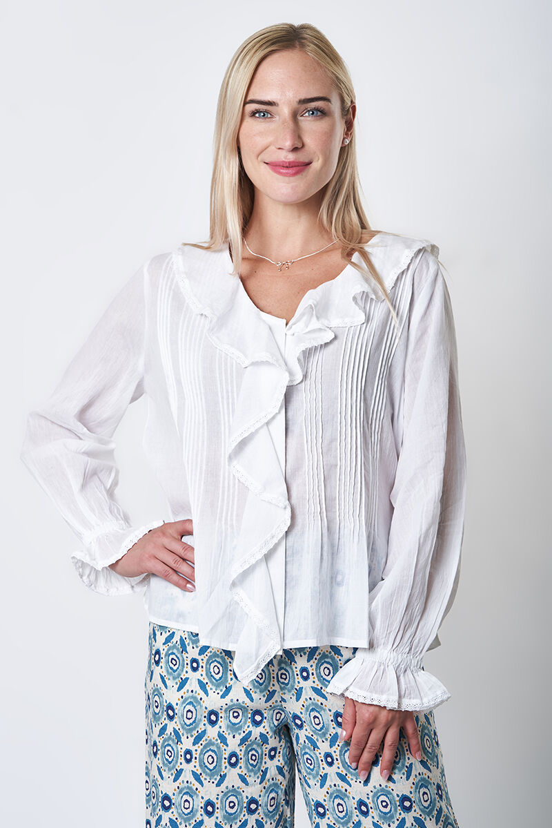 Nossa!Camicia bianca con volant – 100% cotone