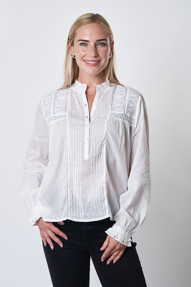 Nossa ! Blouse Ample Blanche - Brodée ton sur ton - 100% Coton