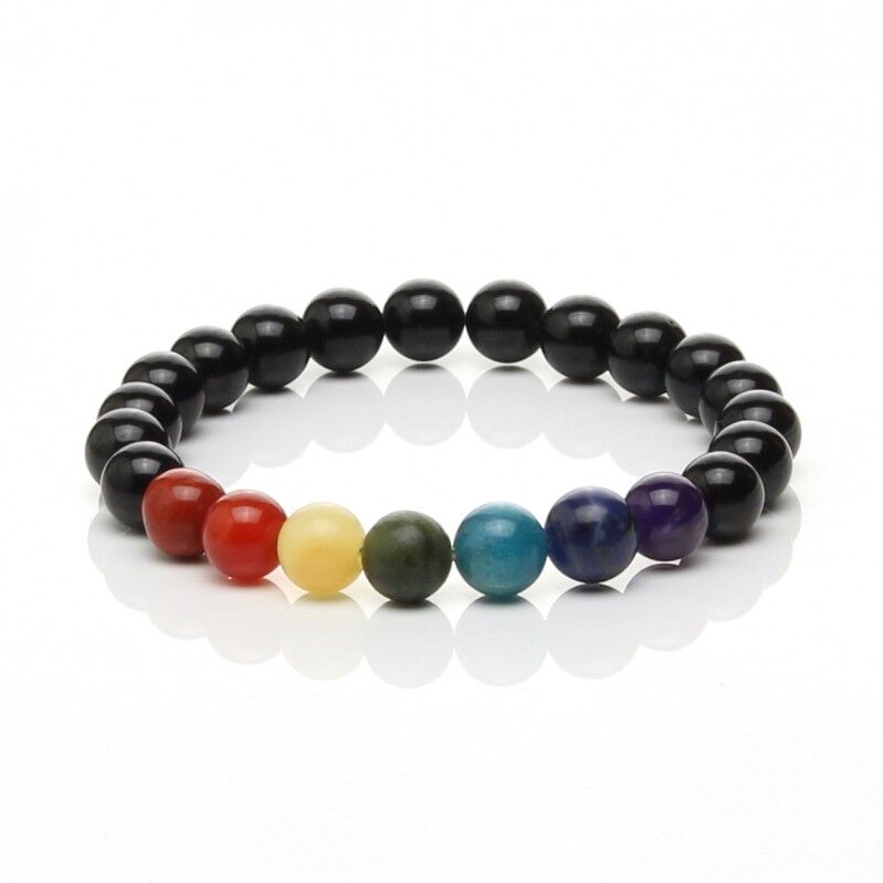Black tourmaline and chakra stones bracelet