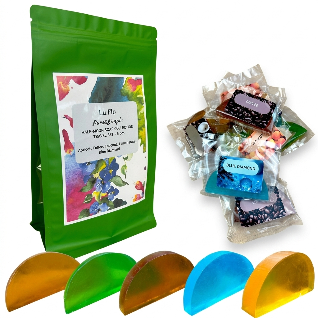 Glycerin Soap Set of 5 - Apricot, Coffee, Coconut, Fresh, Lemongrass