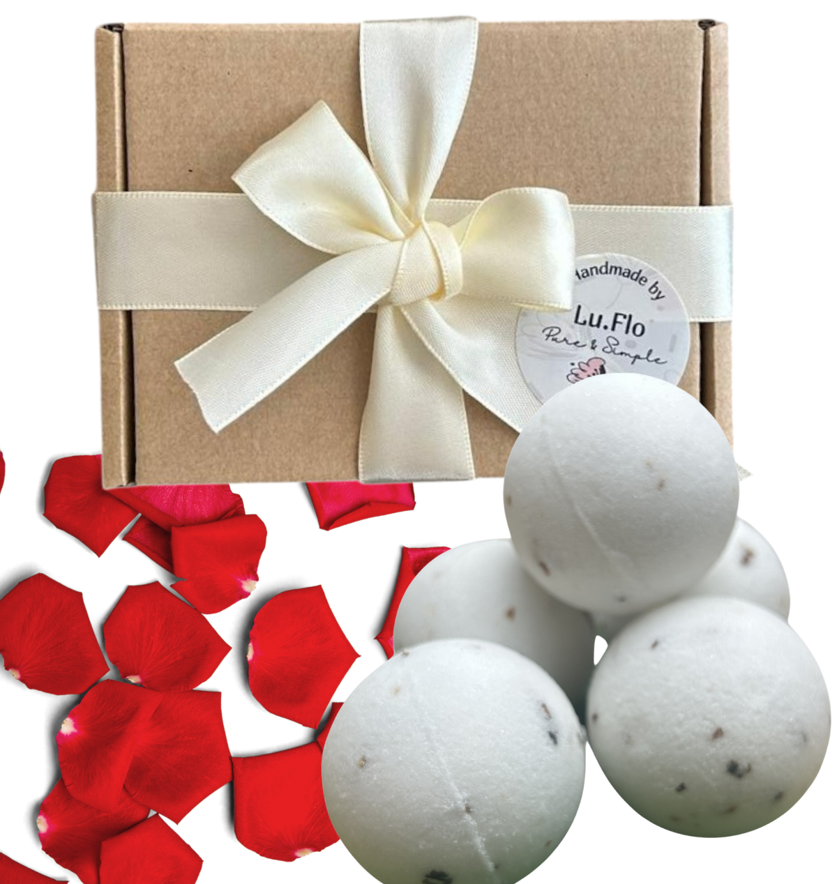 Rose Petal Bath Bomb Set (5 × 60 g) - kraft box