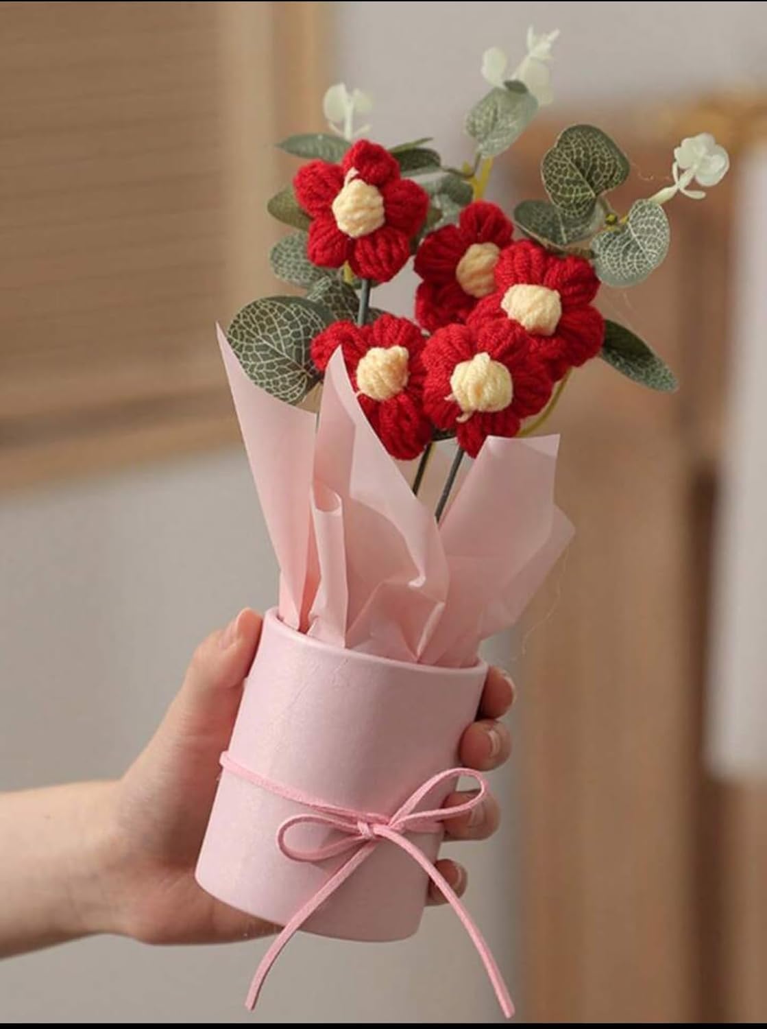 Bouquet décoratif en tissu – Composition florale en coton – Sans entretien – Unité unique