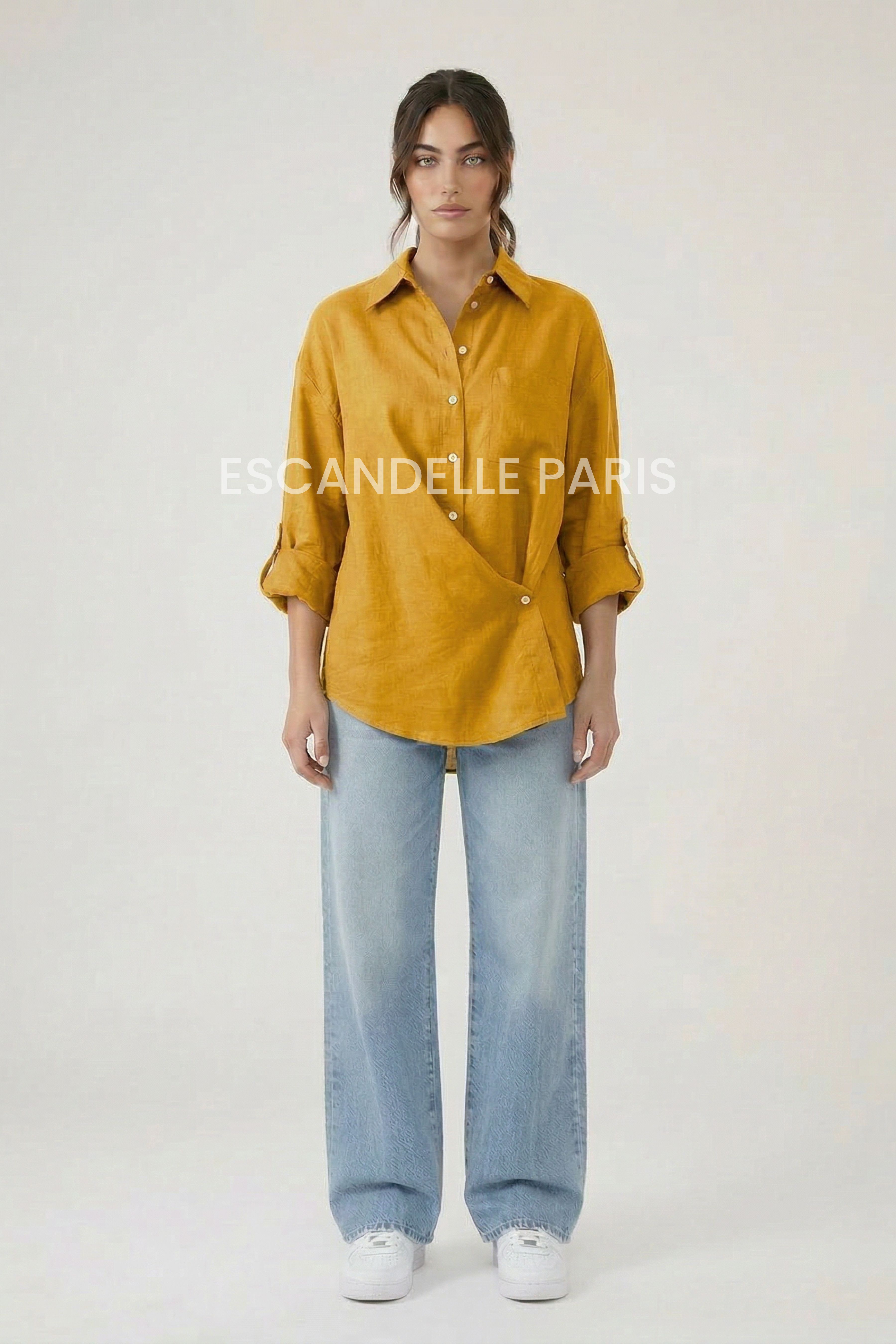 Asymmetrical linen shirt
