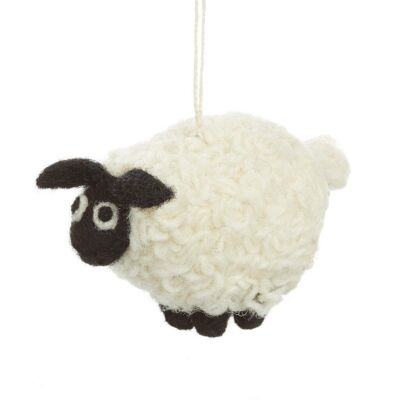 Colgante artesanal de fieltro de oveja negra con decoración de Pascua