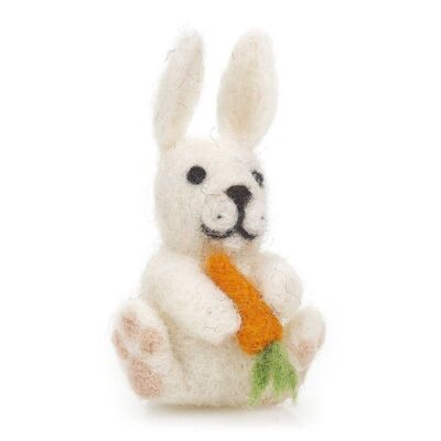 Coniglietto fatto a mano con decorazione di Pasqua in feltro da appendere alla carota