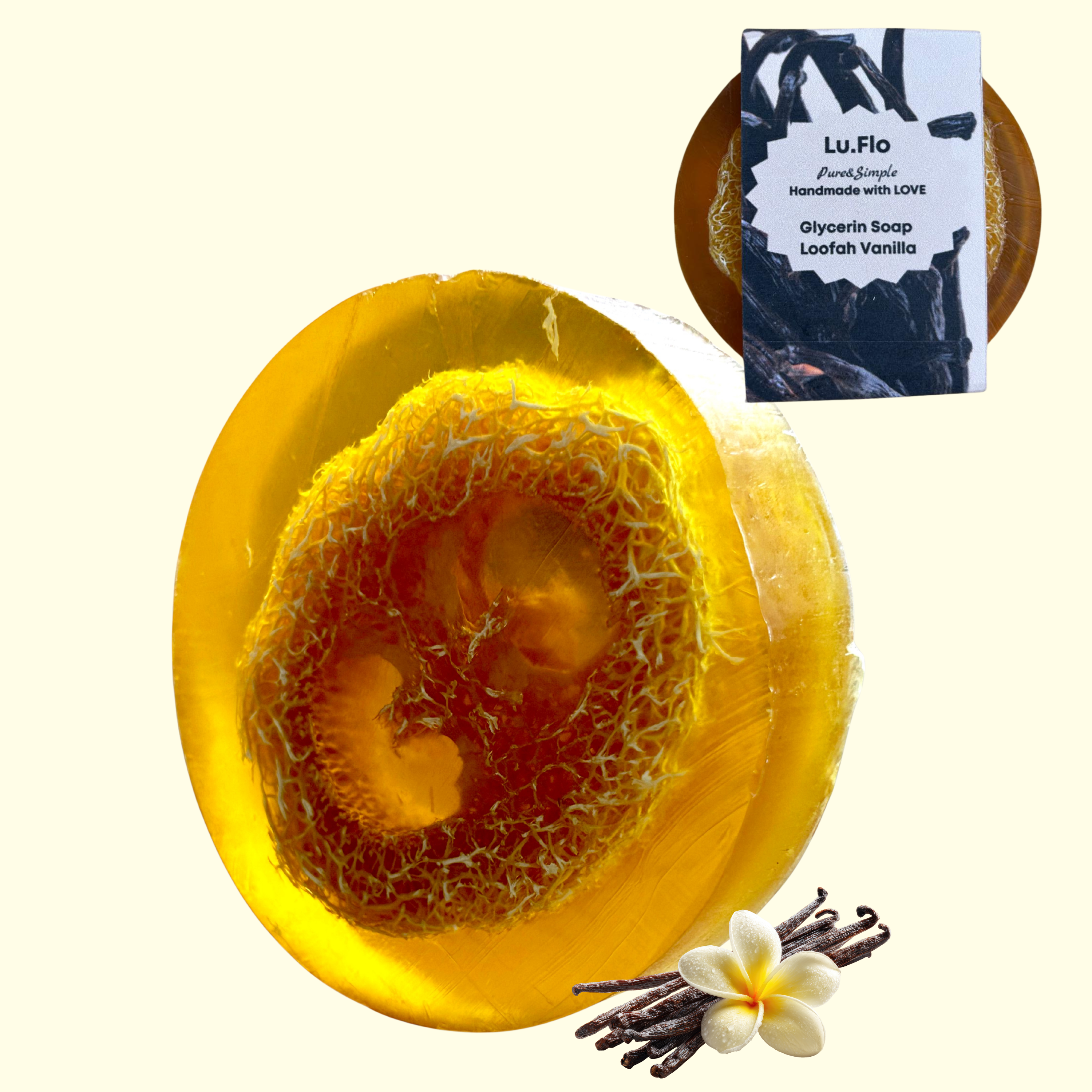 Loofah Glycerin Soap Bar Vanilla – Exfoliating Body Soap with Natural Loofah