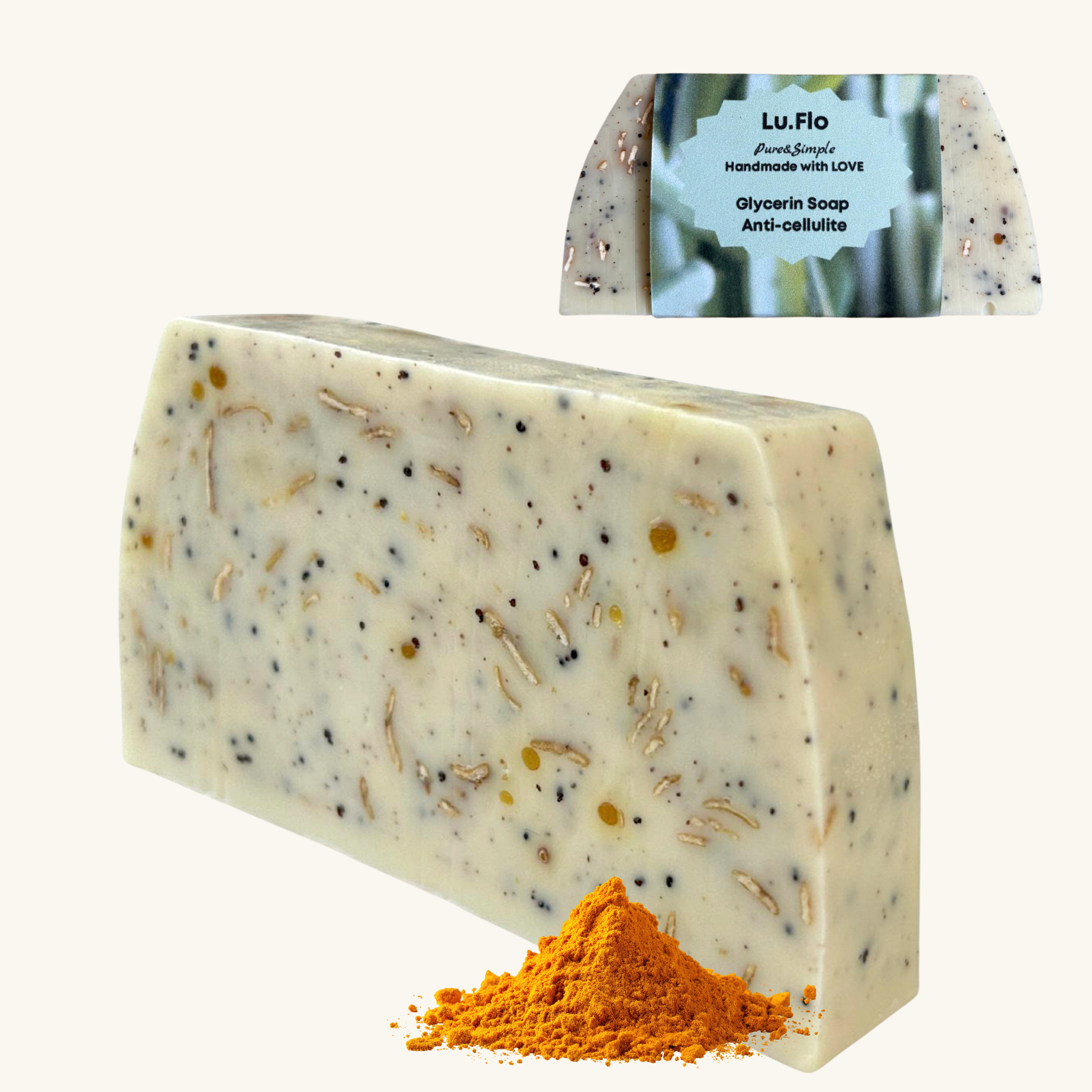 Glycerin Anti-Cellulite Soap Bar with Apricot Seed, Mustard & Citrus Oils, Toning Massage Effect