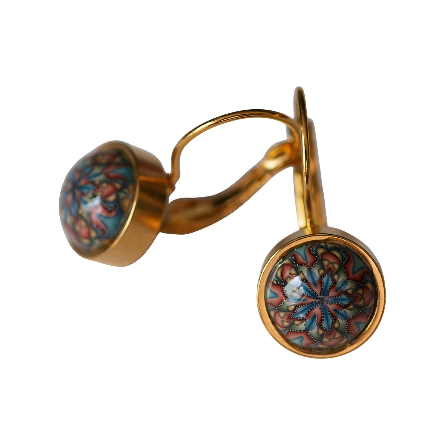 Small sleeper earrings, Astrée blue and pink mandala