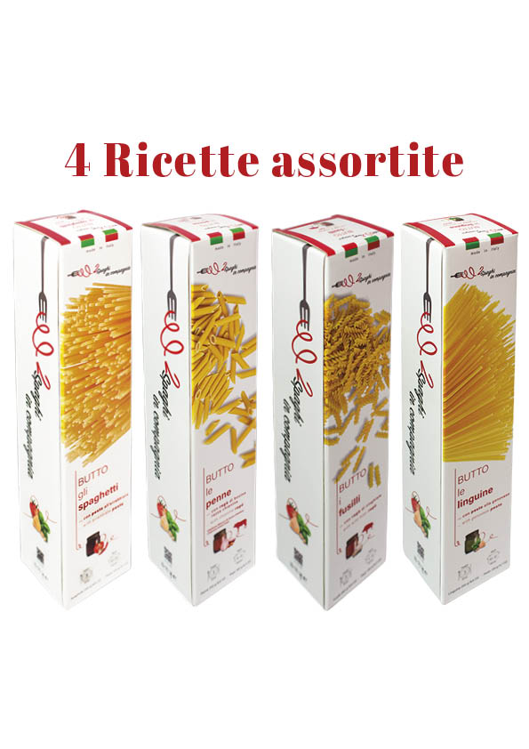 BUTTO - START'N GO - 4 Pâtes italiennes de haute qualité avec 4 suggestions pour les plus célèbres de la cuisine italienne.Idée cadeau