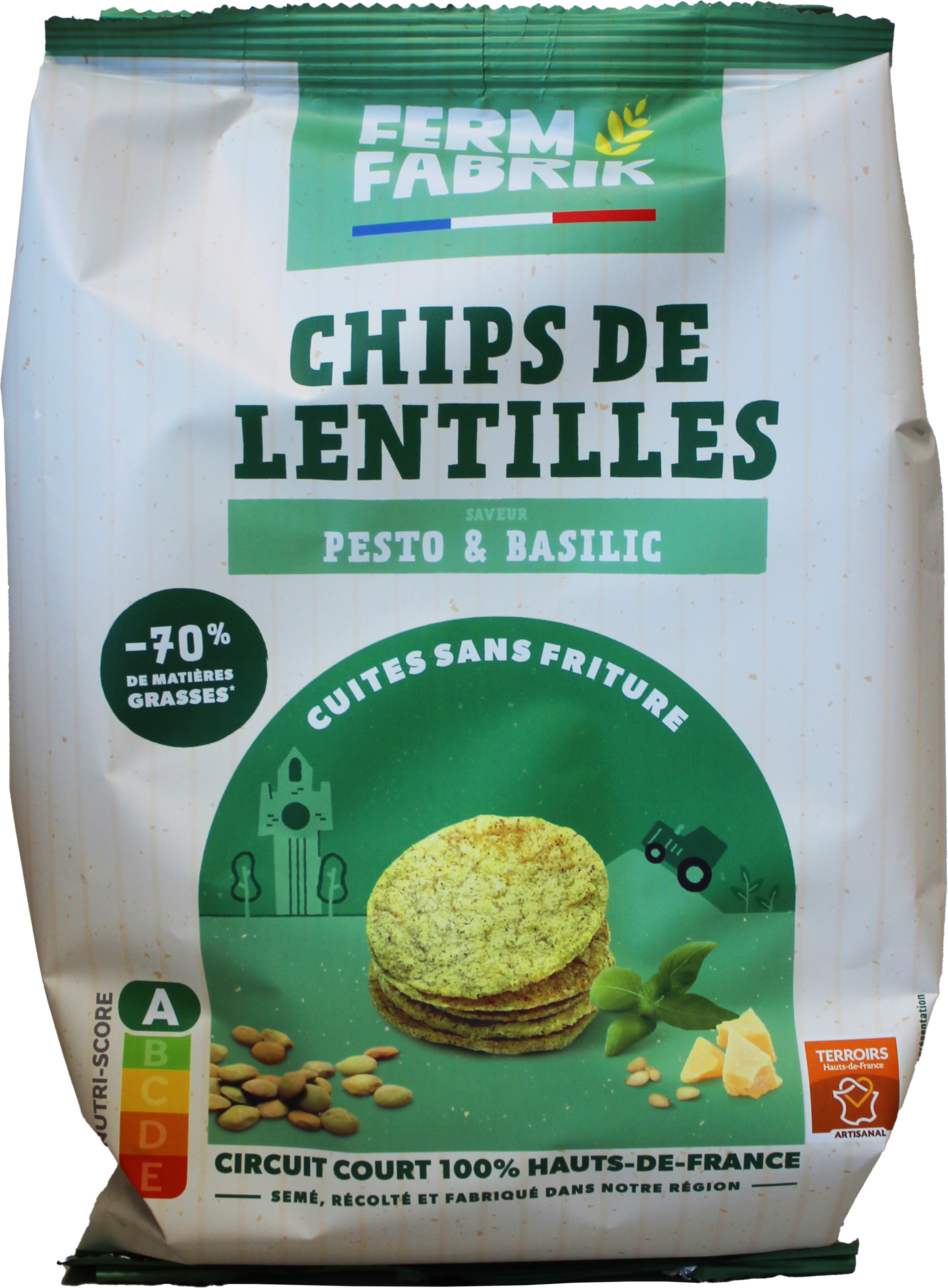 Lentil Chips with Basil Pesto - Ferm Fabrik