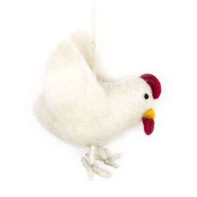 Fatto a mano Hanging Cluckin' Chickens Decorazione pasquale commercio equo e solidale bianco