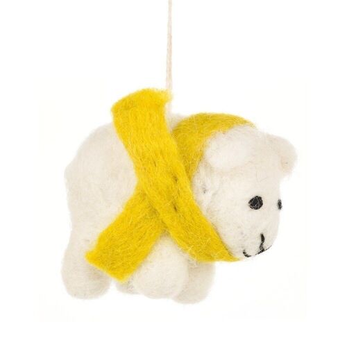 Handmade Cosy Lamb Needle Felt Easter Decoration yellow