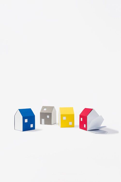 Bloc Notes 4 couleurs Bauhaus en forme de maison aux couleurs de l'été