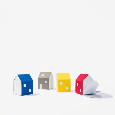 Bloc Notes 4 couleurs Bauhaus en forme de maison aux couleurs de l'été