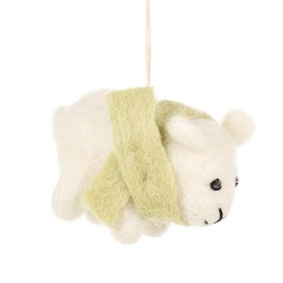 Handmade Cosy Lamb Needle Felt Easter Decoration green