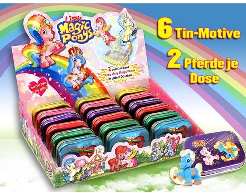 Figurines de collection Lissy Magic 2 Ponys Mini dans une boîte en métal assortie (18)