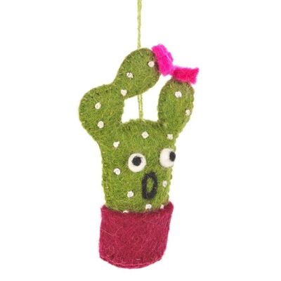 Handmade Fair trade Crazy Cacti Hanigng Felt Decoration spotty
