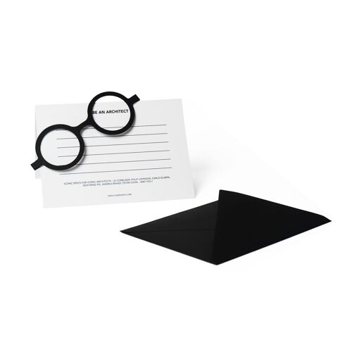 Carte postale blanche avec lunettes détachables