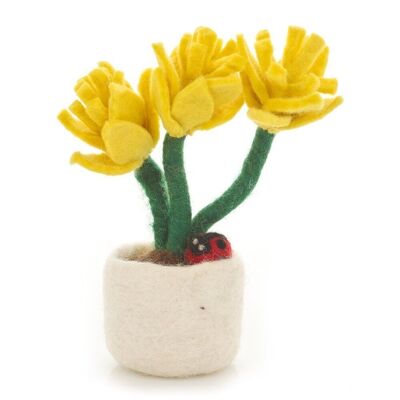 Handmade Needle Felt Daffodil Pot Standing Easter Decoration