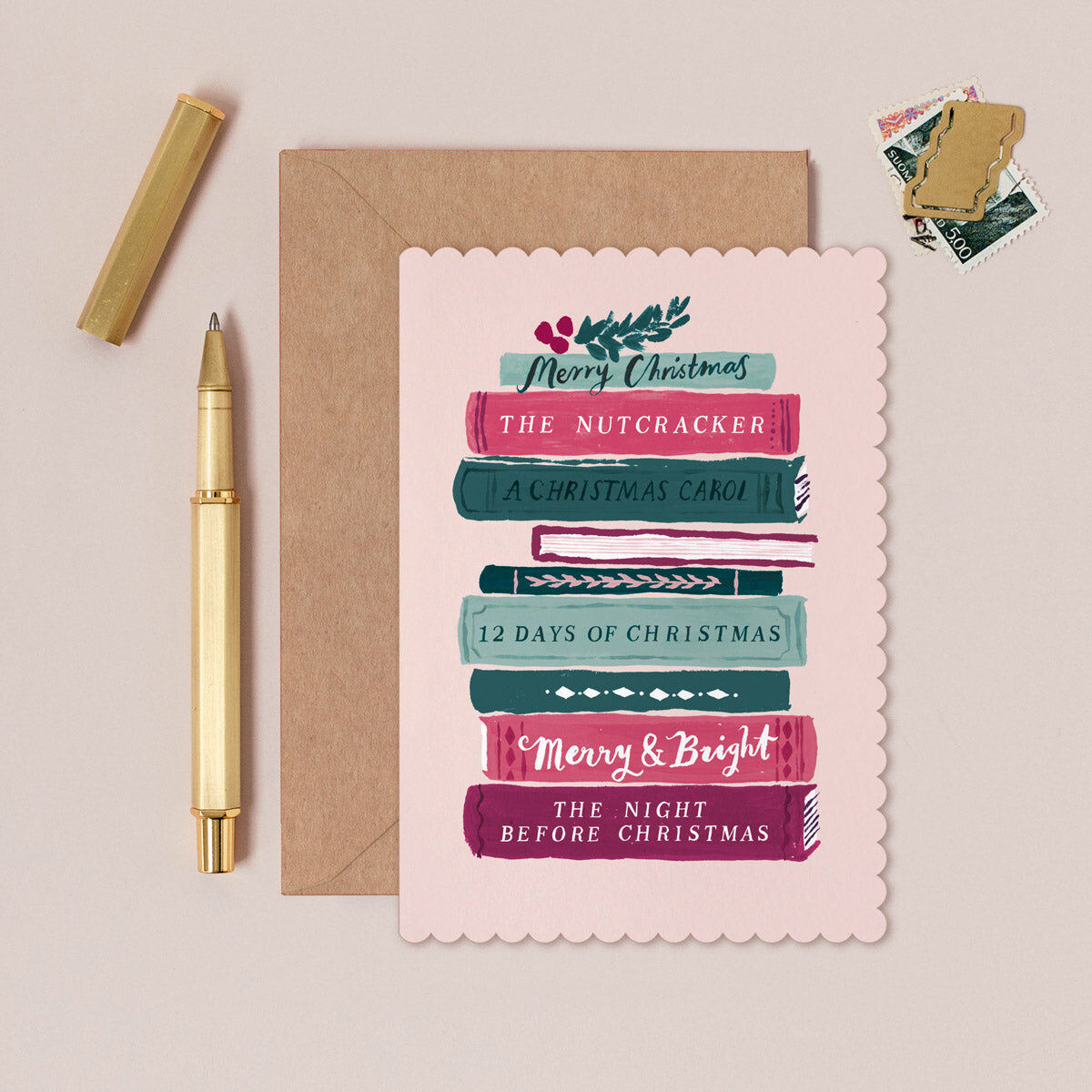 Tarjeta navideña para amantes de los libros | Tarjetas de Navidad y fiestas 2026