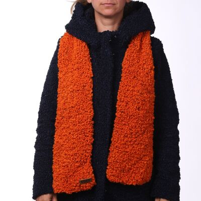 Merino wool chunky winter scarf in great Orange color, hand knitted
