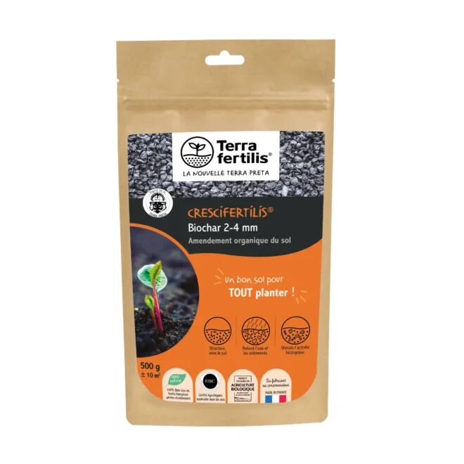 Crescifertilis Biochar 2-4 mm fertilizer - 500g sachet