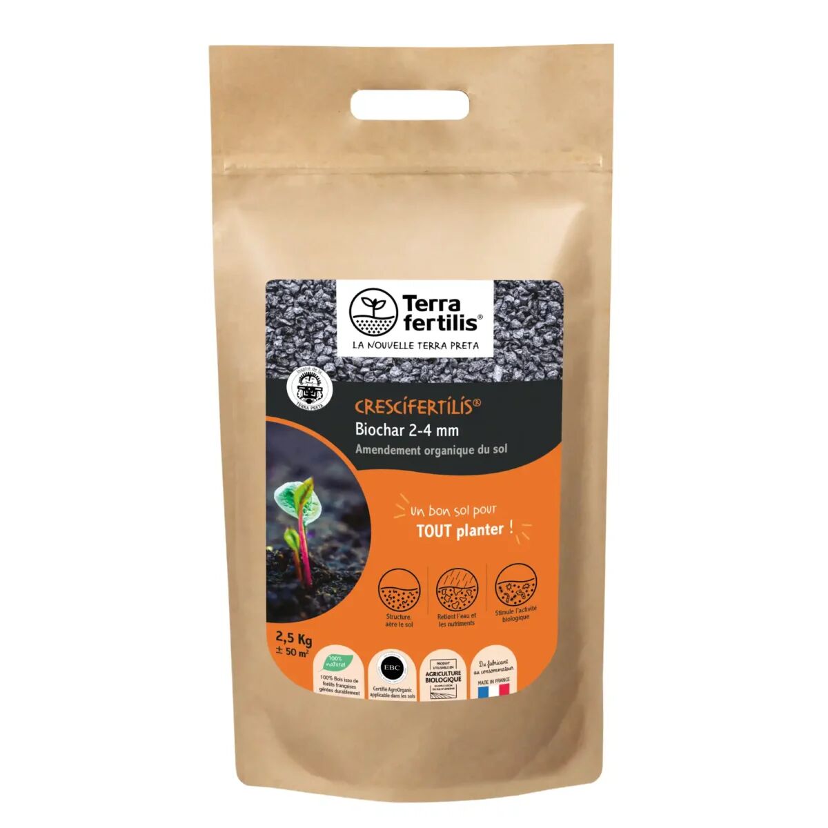 Crescifertilis Biochar 2-4 mm Dünger - 2,5 kg Sack