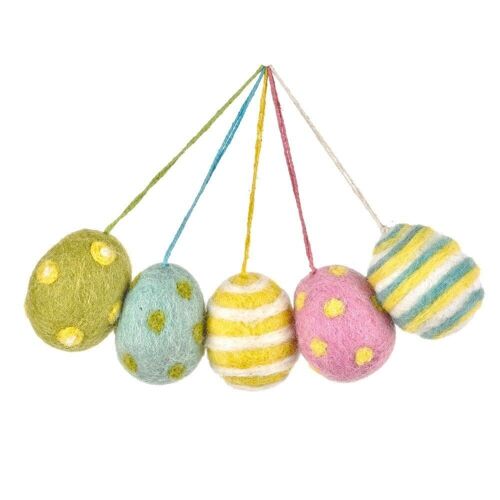 Handmade Needle Felt Easter Eggs (Bag of 5) Hanging Easter Decoration