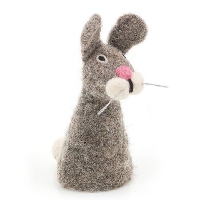 Décoration confortable d'oeuf de lapin gris de Pâques en feutre biodégradable fait à la main