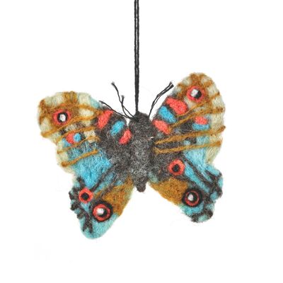 Decoración colgante hecha a mano de fieltro biodegradable de mariposa emperador