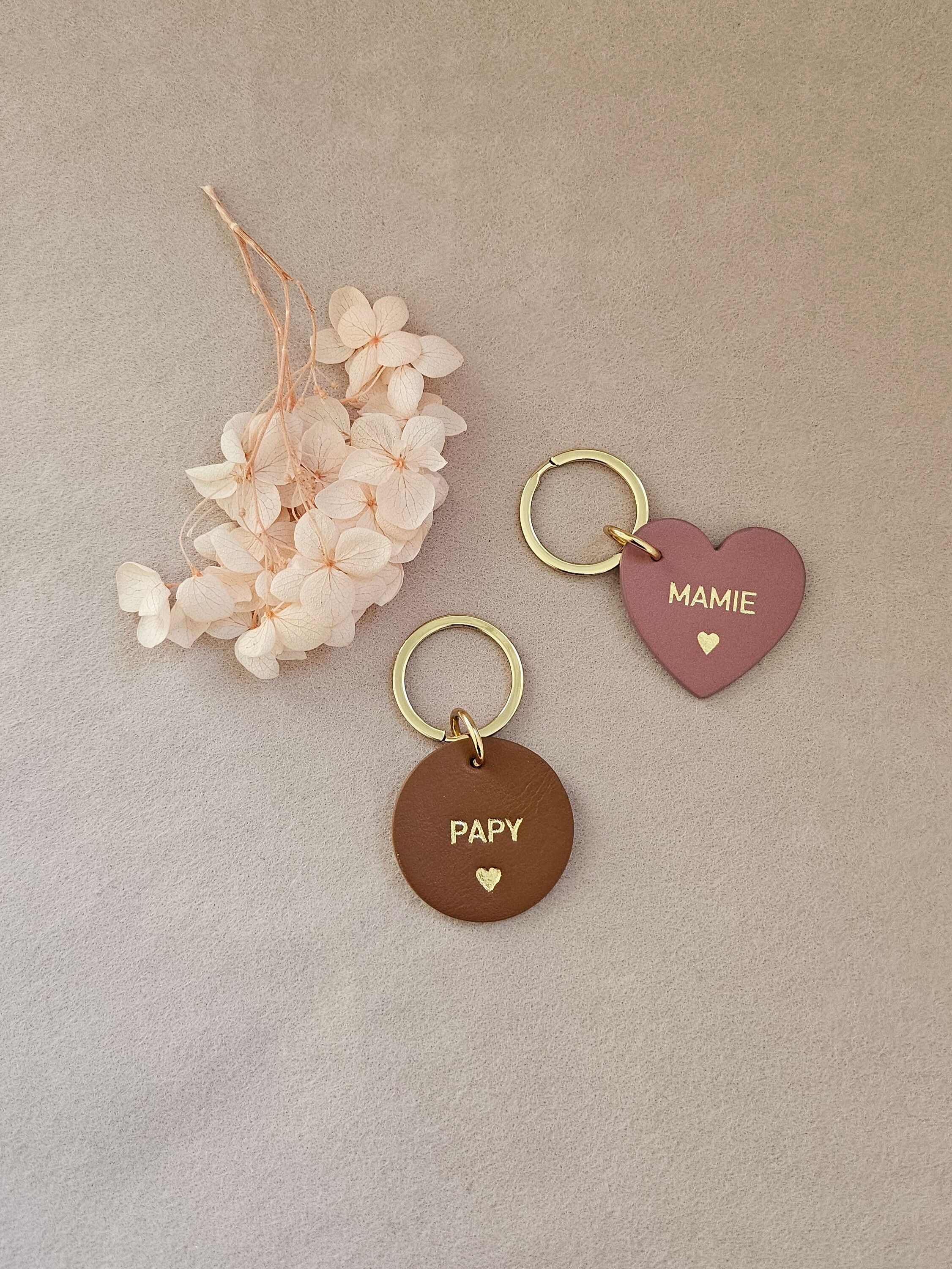 porte-clé coeur papy mamie
