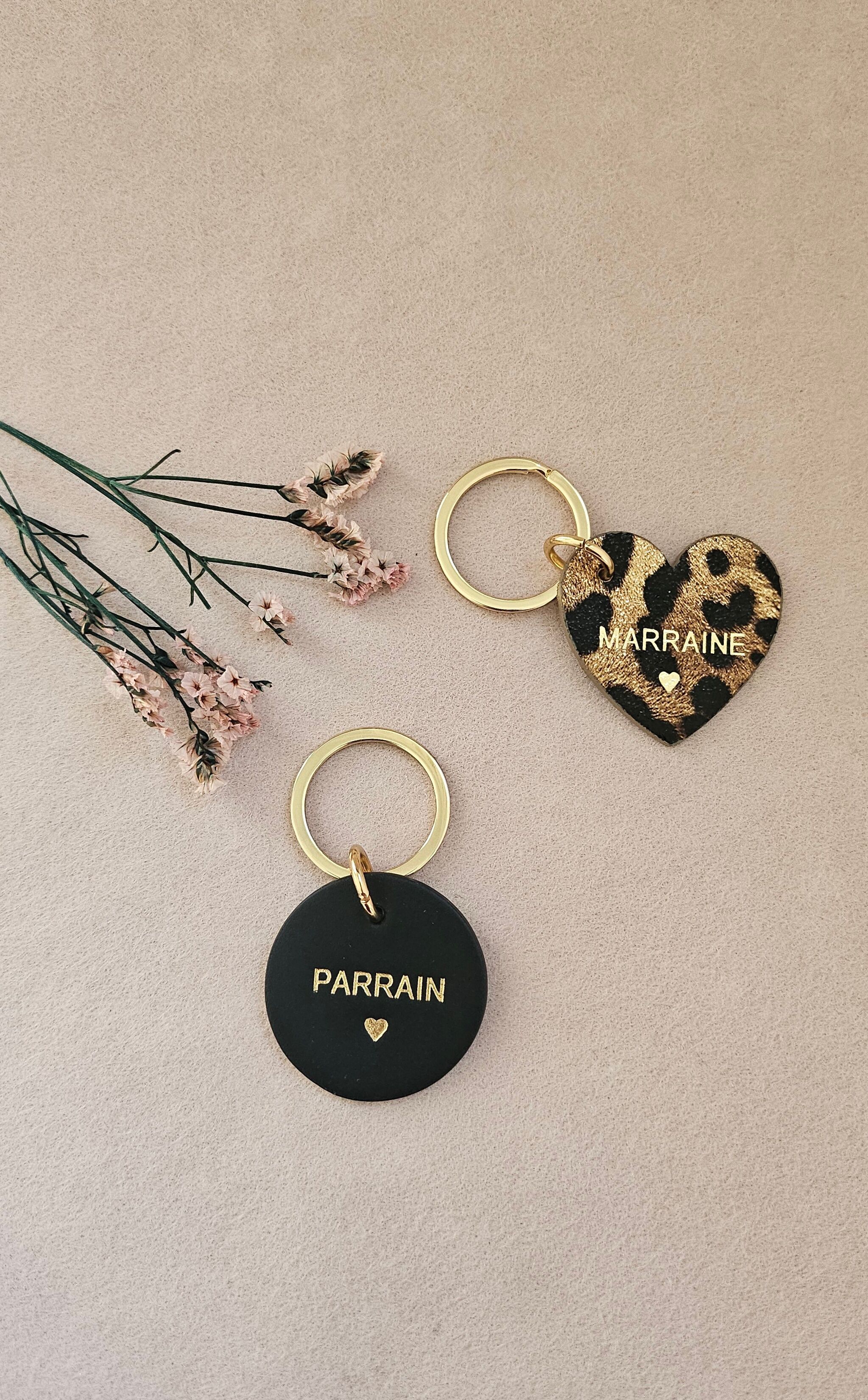 porte-clé coeur parrain marraine