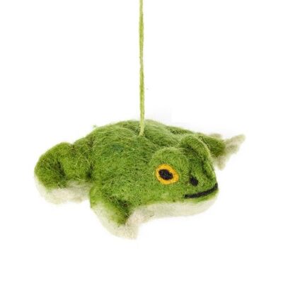 Handmade Felt Francois Frog Biodegradable Hanging Decoration