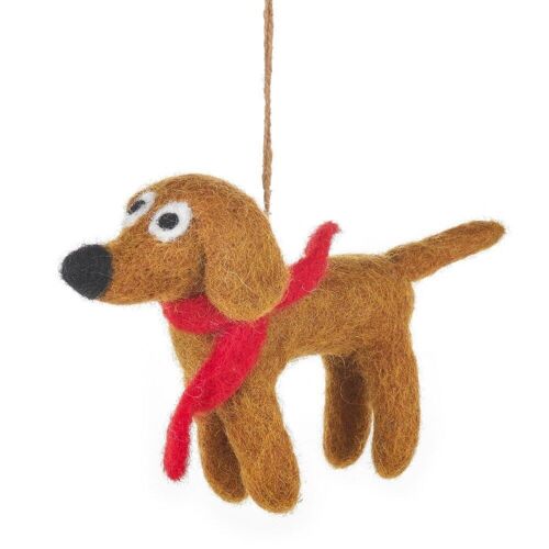 Handmade Hanging Needle Felt Jasper the Dog Biodergadable Decoration
