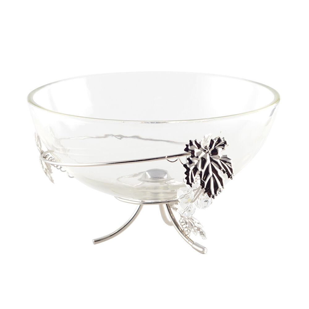 SILVER DECORATIVE CUP VINE LEAF 25X25X17CM