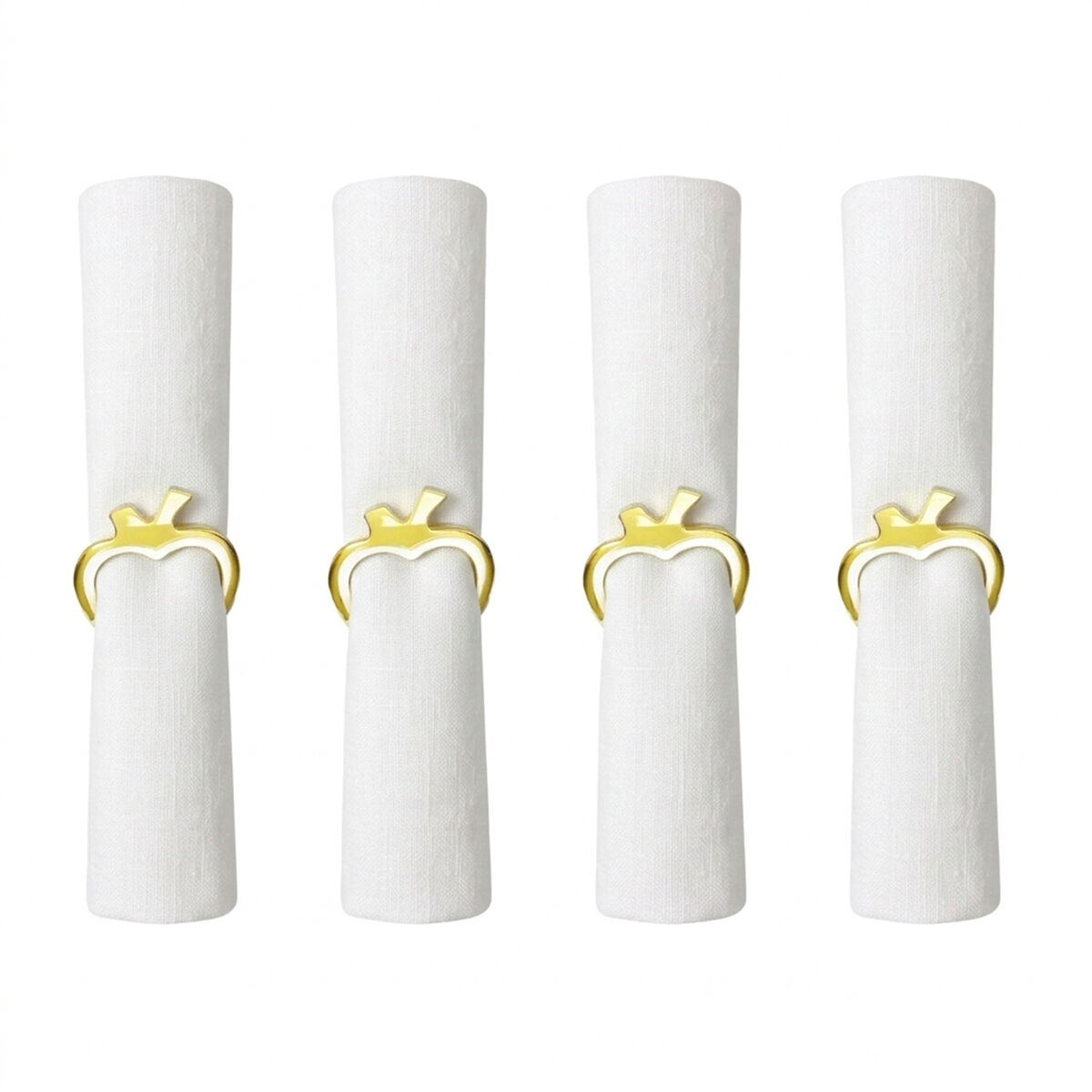 Set of 4 golden apple napkin rings