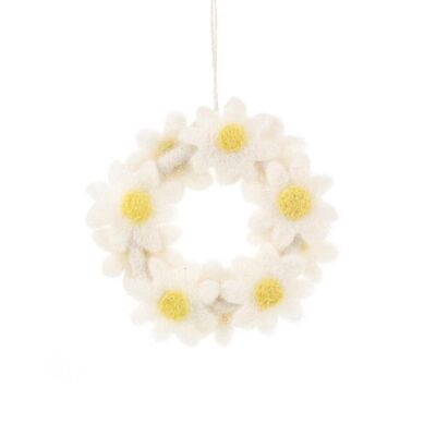 Handmade Hanging Felt Mini Floral Wreath - Daisy Easter Decoration