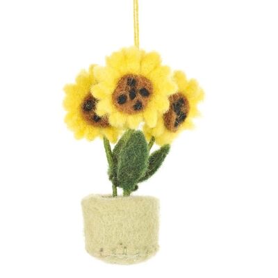 Handgemachte hängende Fair Trade Filz Pot o 'Flowers Dekoration Sonnenblumen