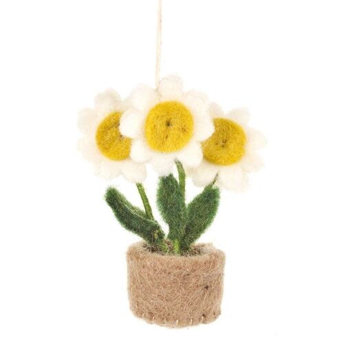 Handmade Hanging Fair trade Felt Pot o' Flowers Decoration daisies