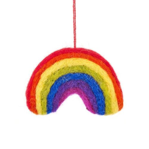 Handmade Biodegradable Needle Felt Rainbow Hanging Decoration