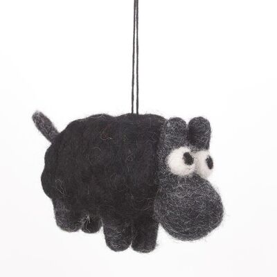 Handgemachte biologisch abbaubare Filz Schaf hängende Dekoration schwarz