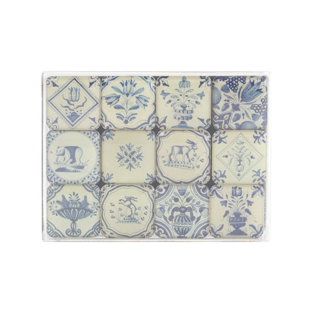 Kühlschrankmagnet-Set – Delfter Blaue Fliesen – 12 Stück